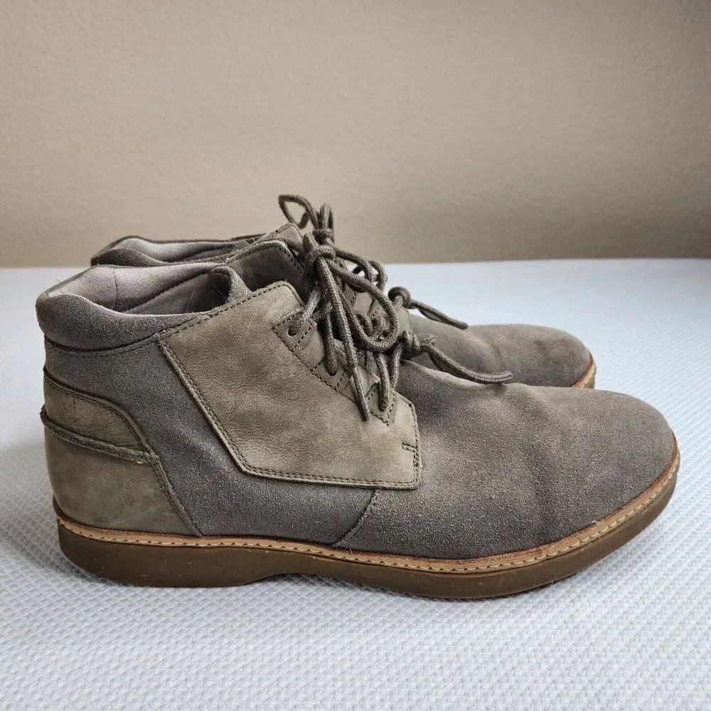 Ahnu Chukka Boots Broderick Mens 12 Lace Up Leather Brown Taupe Ankle Suede